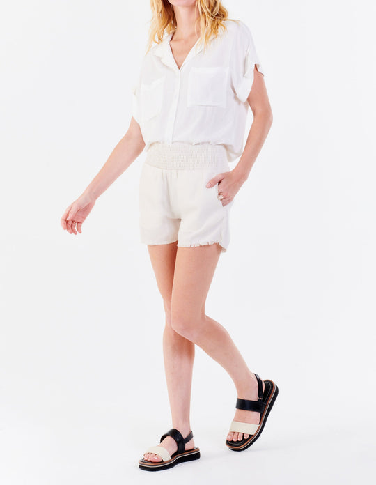 image of a female model wearing a CALI TIE FRONT SHIRT WHITE DEAR JOHN DENIM 