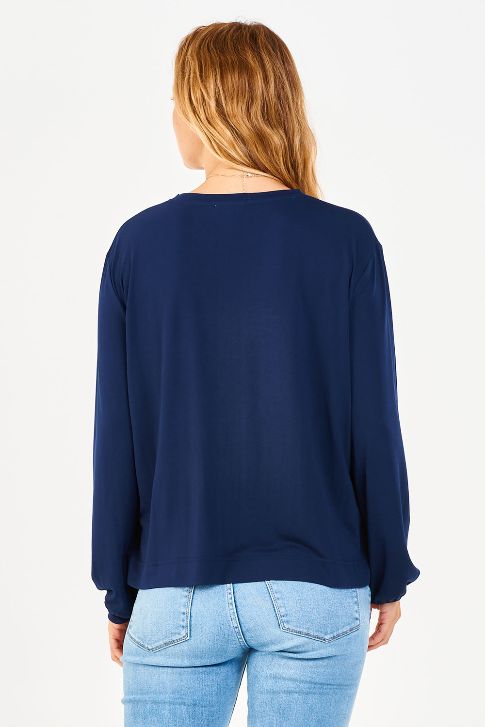 image of a female model wearing a MATILDA BASIC LONG SLEEVE TOP ECLIPSE TOPS