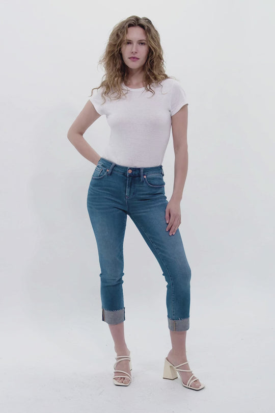 BLAIRE HIGH RISE CUFFED SLIM STRAIGHT JEANS WEST TUCSON